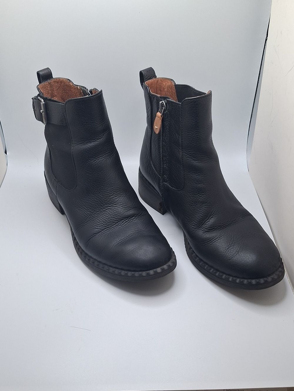 Kenneth Cole gentle souls Black Leather Chelsea Ankle Buckle Boots
